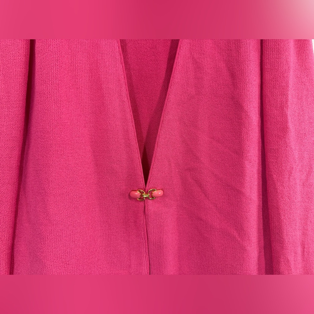 Vintage Rare St. John Pink Knit V-Neck Blazer Jacket Sz 12 Gold-Pink Buttons - Picture 4 of 9